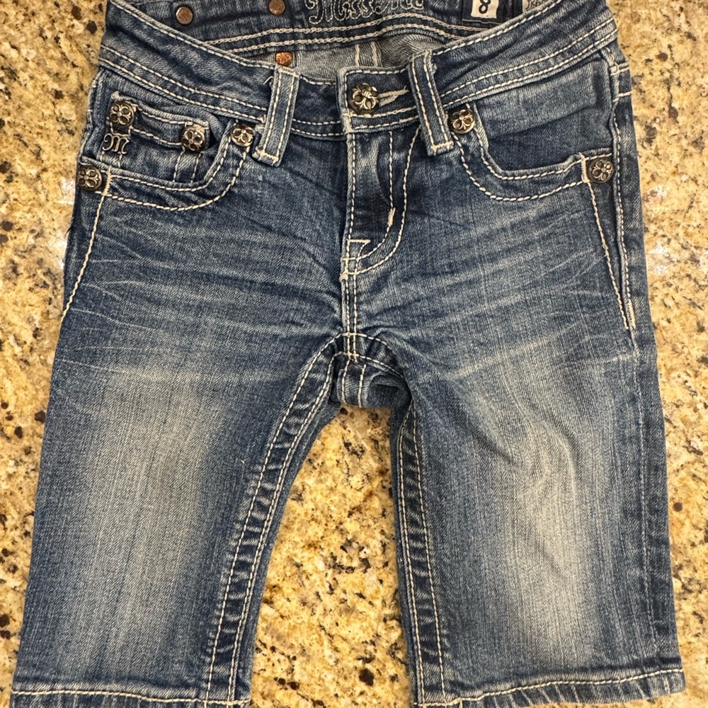 Miss Me Girls Denim Knee-Length Shorts - Blue Wash